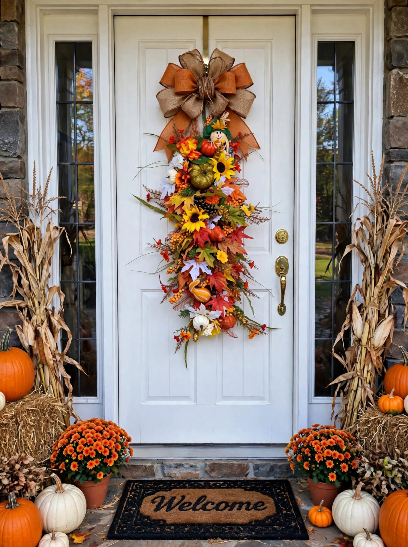 Fall Scarecrow Teardrop Swag